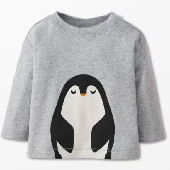 Hanna Andersson Long Sleeve Holiday Graphic Tee in Penguin, size 12-18 mo - Picture 1 of 3